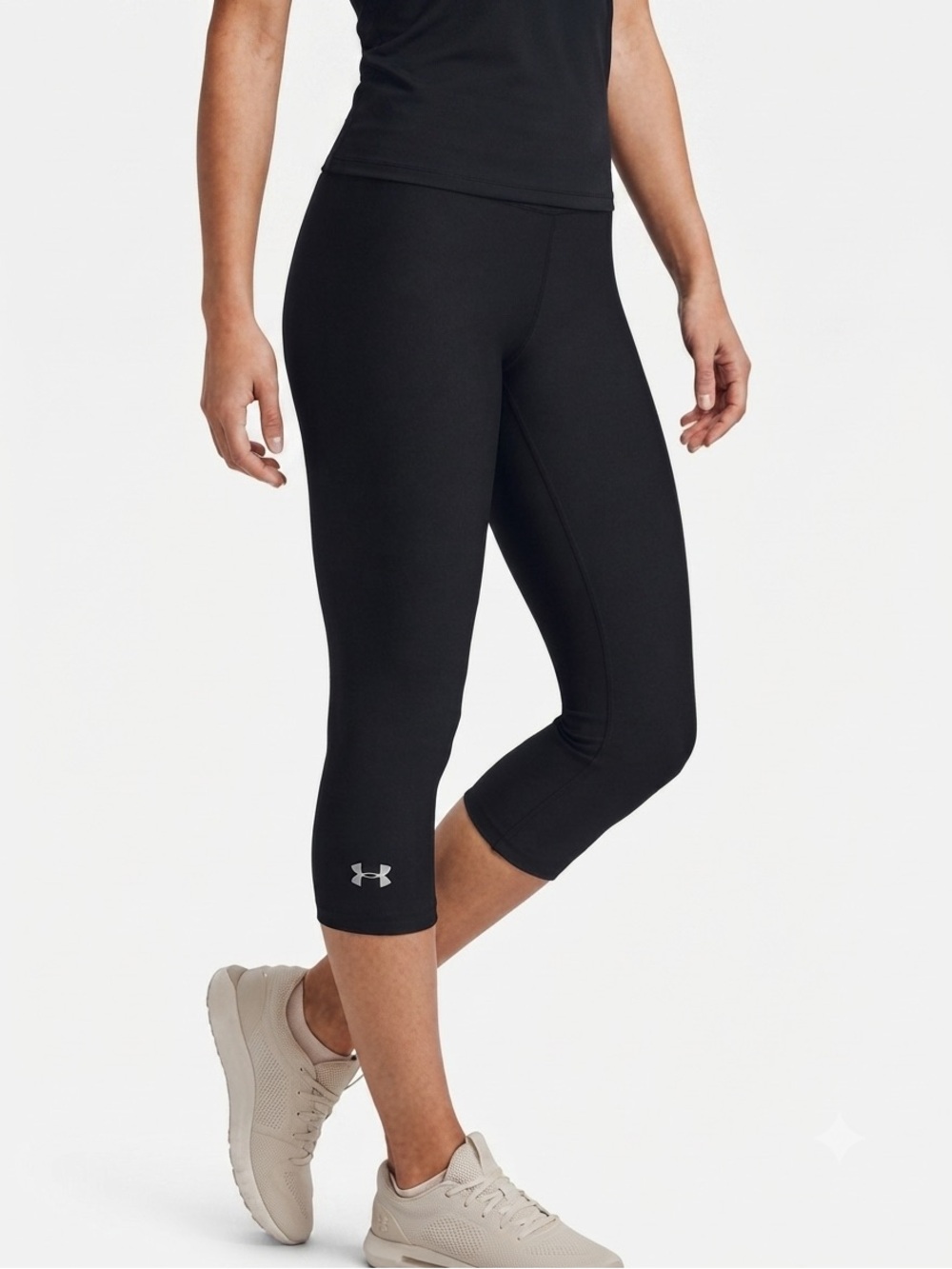 Under Armour HeatGear Black Compression 15.5” inseam Leggings Size Small